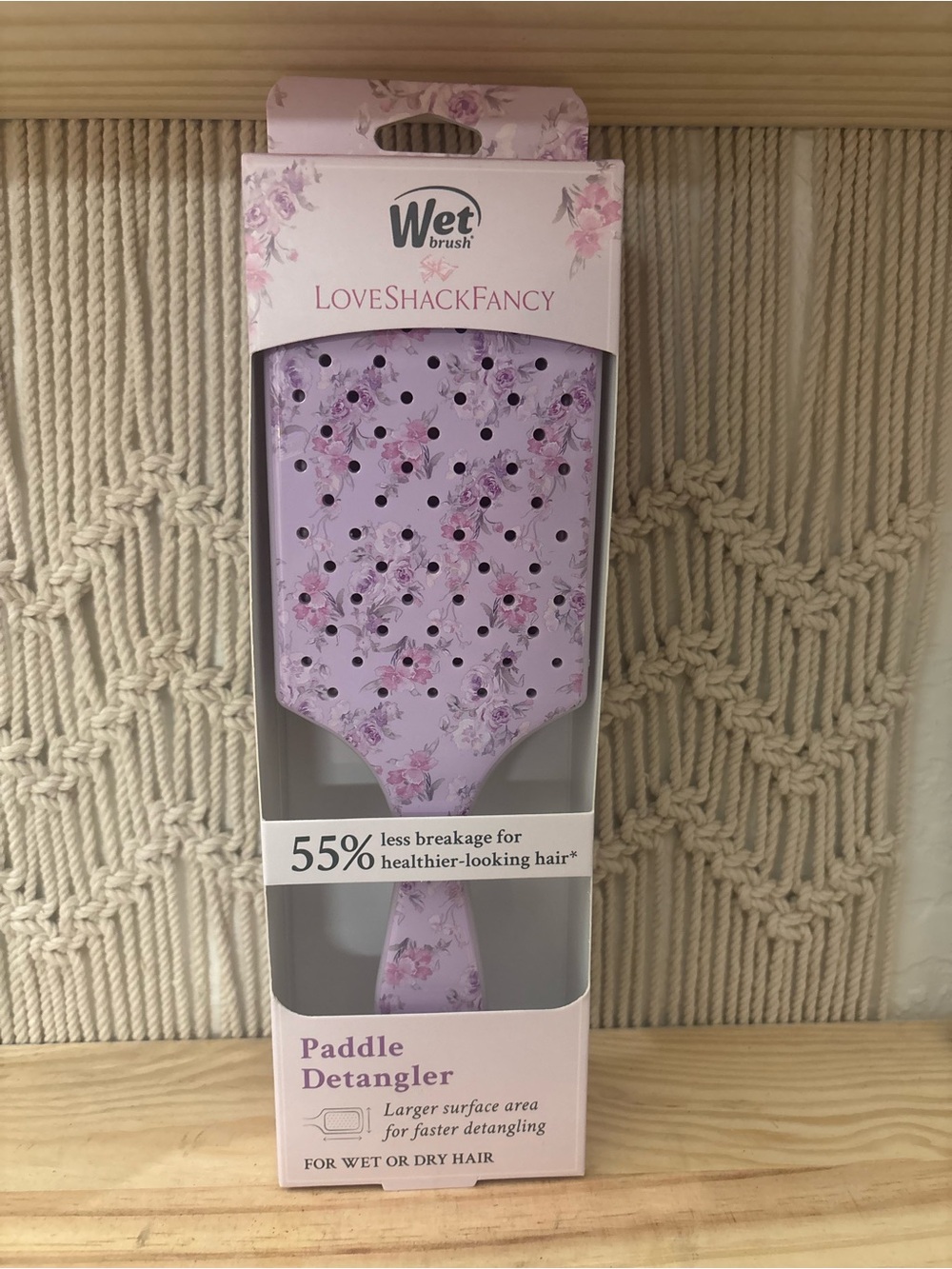 LoveShackFancy Pink and Purple Paddle Detangler Brush